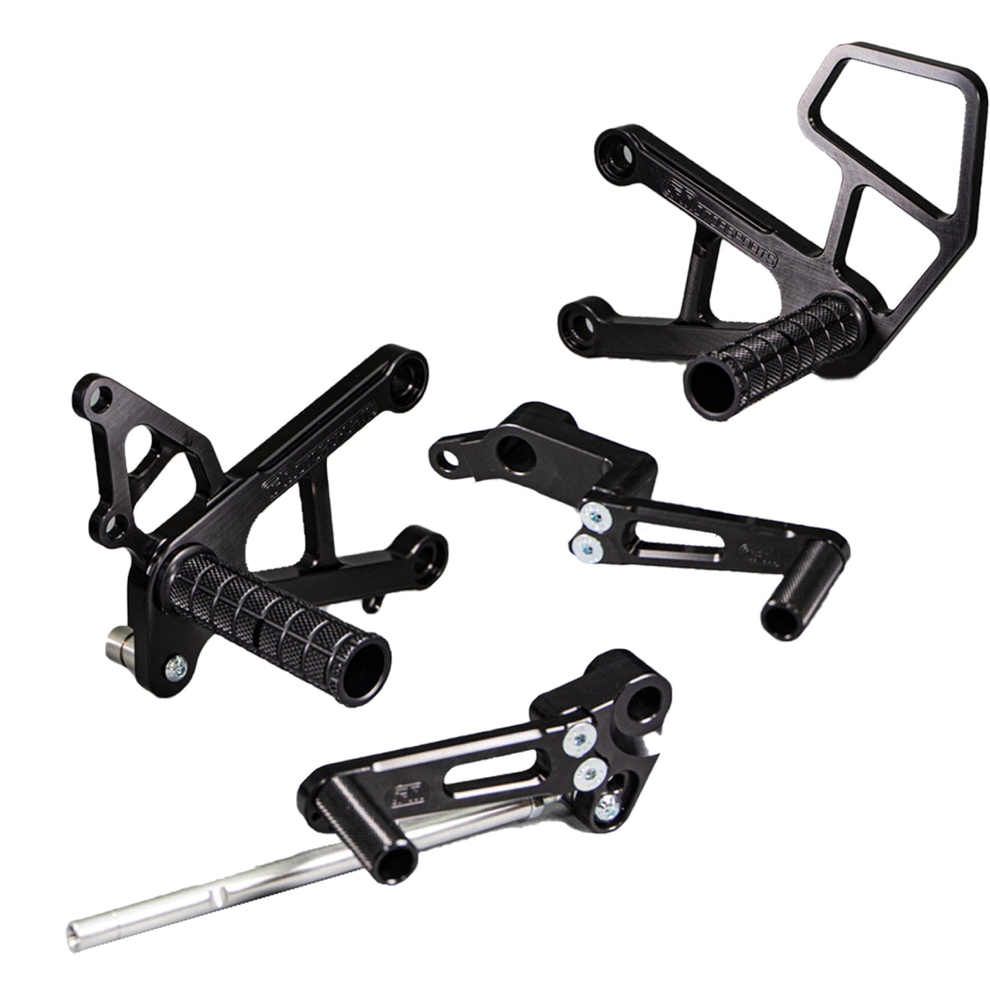 05-0147B Kawasaki Ninja ZX6 2007-08 Complete Rearset Kit w/ Pedals - STD/GP Shift - Woodcraft Technologies