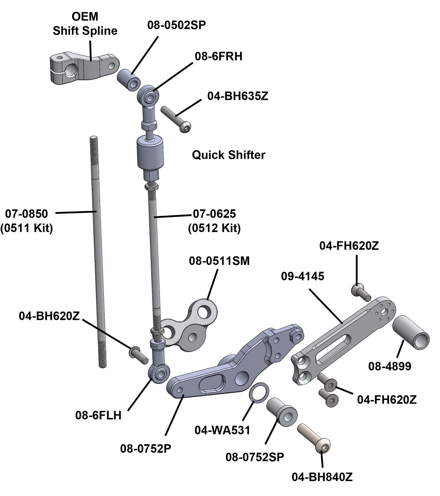 05-0512B Triumph Daytona 675/R/Street Triple Rearsets - GP Shift w/QS Rod - RACE USE ONLY (No Side Stand)