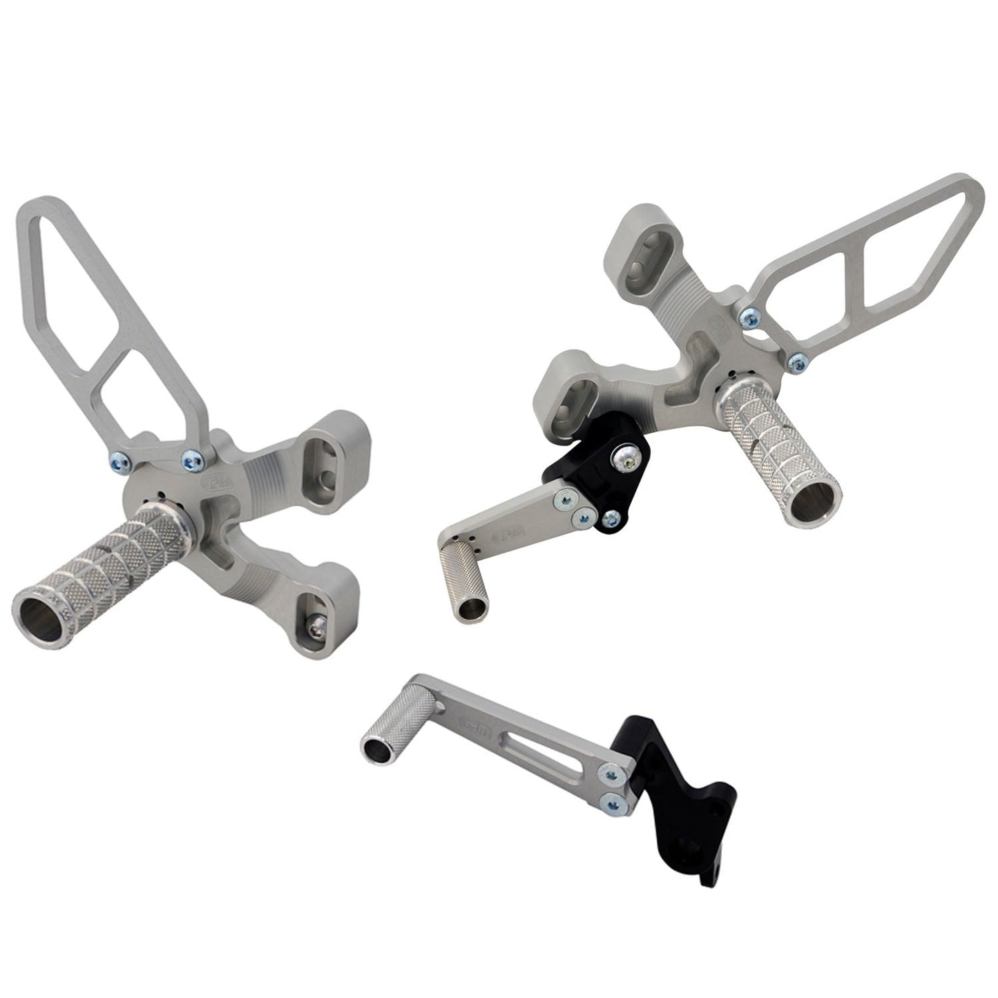 05-0640BA Ducati 848 2008-11, 1098 2007-09 1198 2008-11, 848 EVO 2011-13 Complete Rearset Kit w/ Pedals - Silver - STD/GP Shift - Woodcraft Technologies