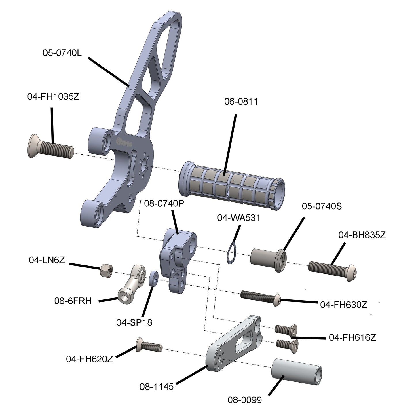 05-0746B Aprilia RSV4 , Tuono V4 STD Shift Complete Rearset W/Pedals