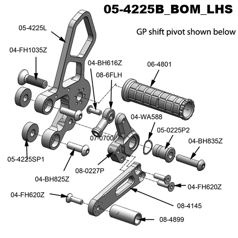 05-4225B Suzuki SV650 Rearset - STD Shift