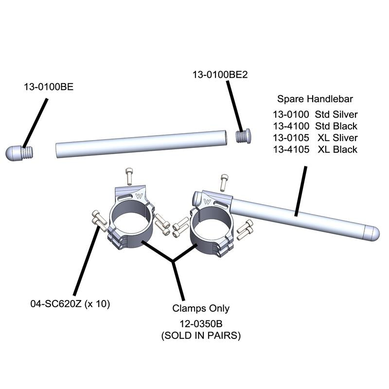 Suzuki GSXR600/750 '06-10 50/48mm Clipon Assembly, Black Bars - Woodcraft Technologies