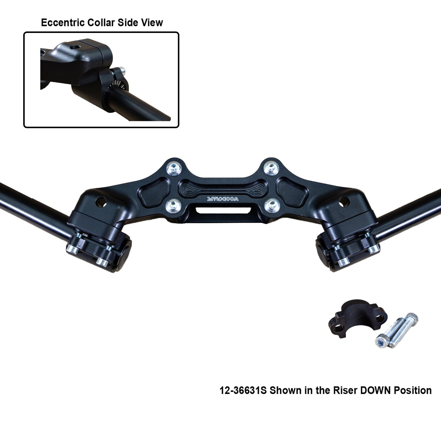 Ducati Monster 821 2014-17 Clipon Adapter Plate w/ STD black bars, Res. Spacer 1 inch Standard Rise