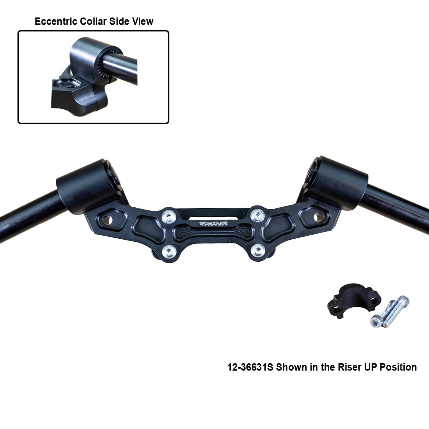 Ducati Monster 821 2014-17 Clipon Adapter Plate w/ STD black bars, Res. Spacer 1 inch Standard Rise