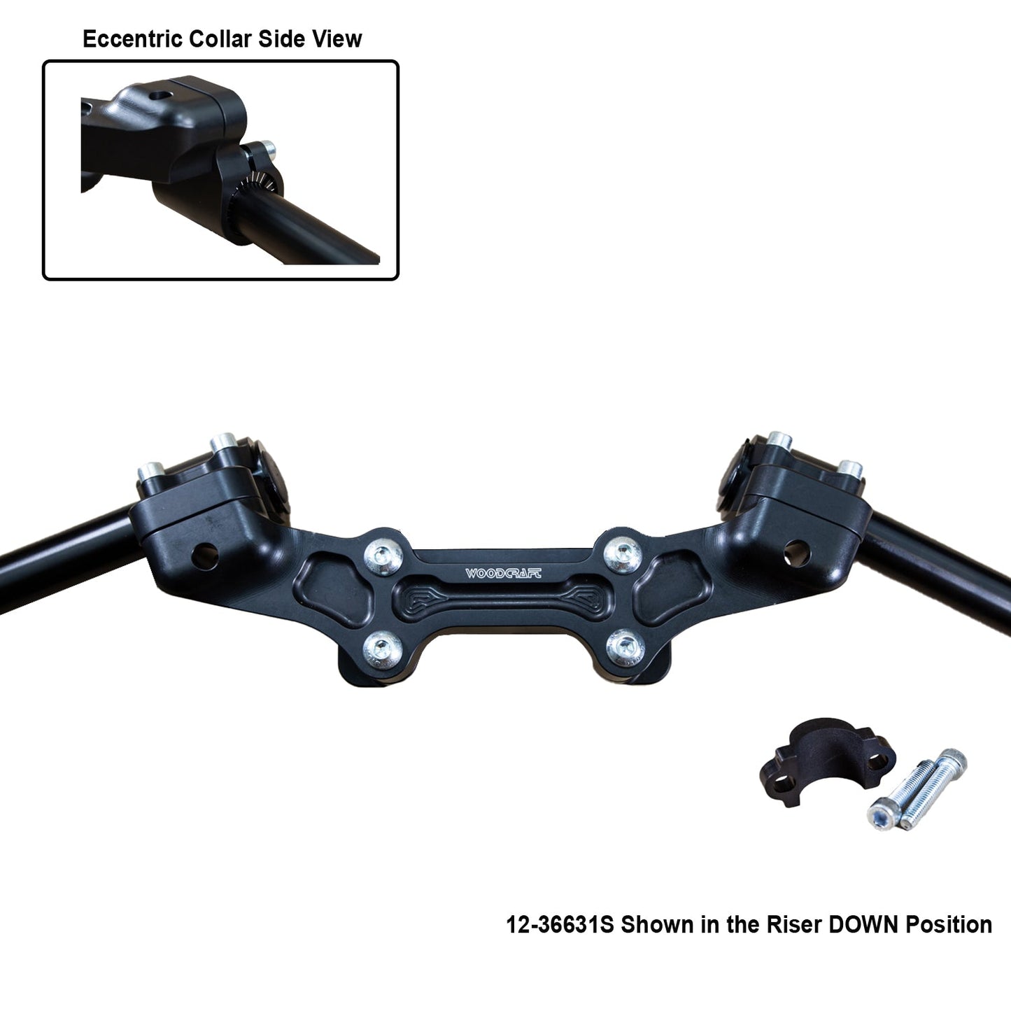 Ducati Monster 821 2014-17 Clipon Adapter Plate w/ STD black bars, Res. Spacer 1 inch Standard Rise