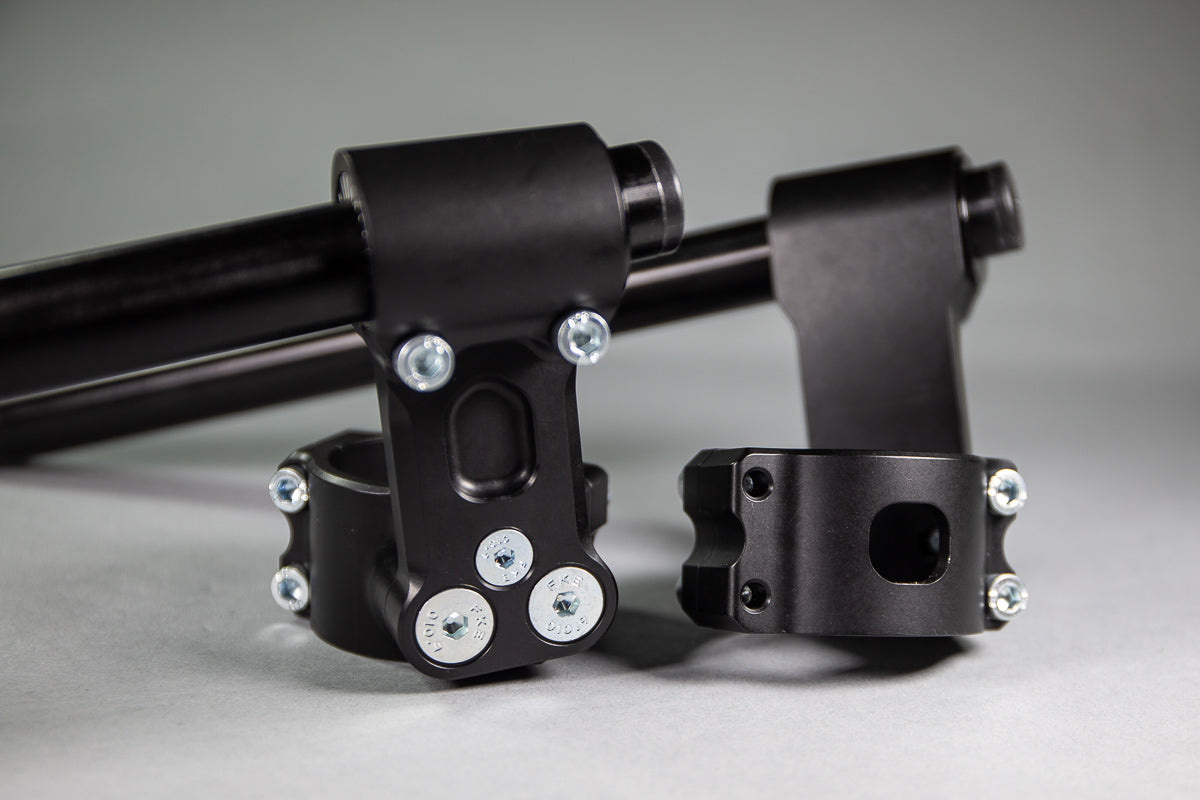 BMW R Nine T Pure-Scrambler 43mm Adjustable Angle 75mm Rise Clip-on Riser Assembly with Standard Black Bars - Woodcraft Technologies