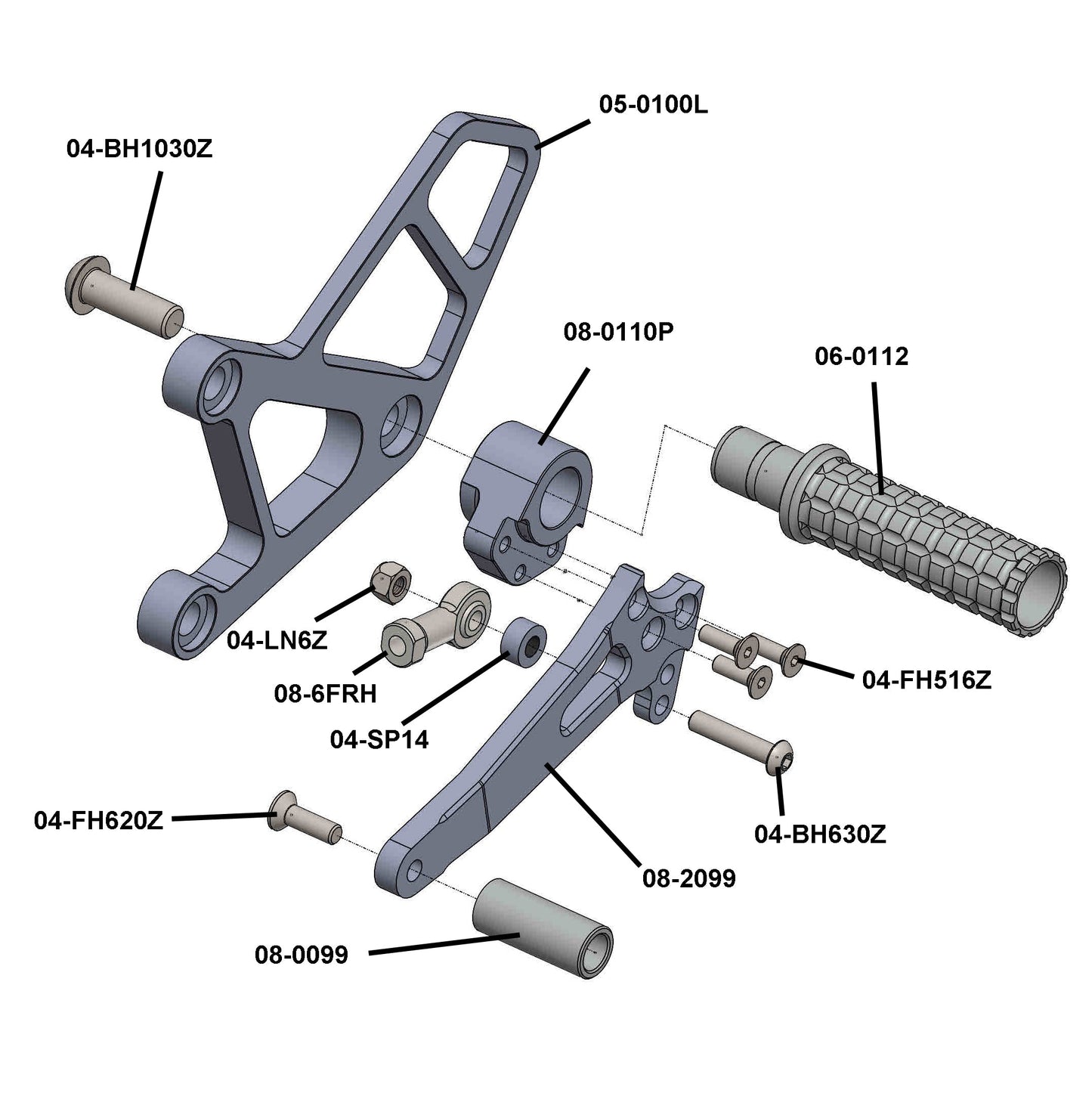 05-0100B Kawasaki ZX6/ZX7/ZX9 Rearset