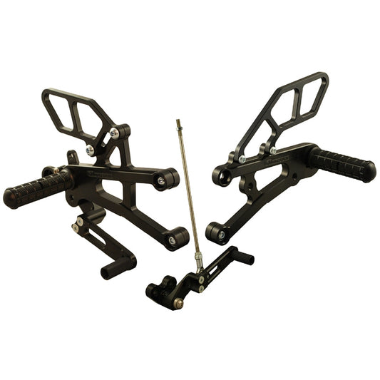 05-0506B Triumph Daytona 675 2013-17 Daytona 675R 2013-17 Complete Rearset Kit w/ Pedals - GP Shift w/o QS - Woodcraft Technologies