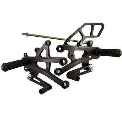 05-0509B Triumph Street TripleR 2013-2016 Complete Rearset Kit w/ Pedals - STD Shift w/o QS - Woodcraft Technologies