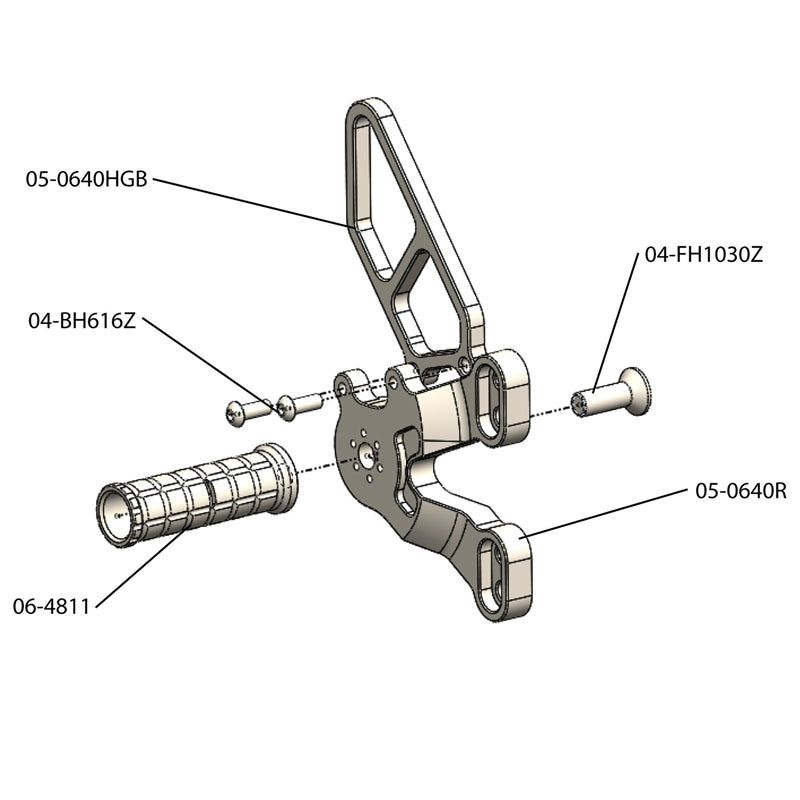 05-0641 Ducati 1198SP 2008-09 848 EVO 2011-13 Rearset GP w/Shift Pedal (Factory QS) - Woodcraft Technologies
