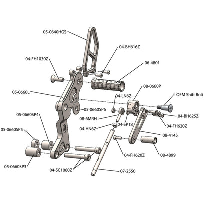 05-0660L Ducati Monster 696 2009-13, 796 2011-13,  1100 2009-10, 1100EVO 2011-13 Left bracket - Woodcraft Technologies