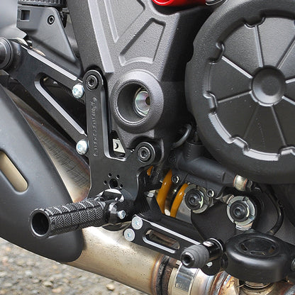 05-0671B Ducati 1198 Diavel GP Shift Adjustable  Complete Rearset W/Pedals - Woodcraft Technologies