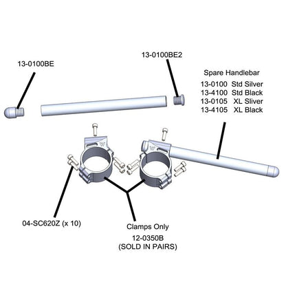 Suzuki GSXR600/750 '06-10 50/48mm Clipon Assembly, Black Bars - Woodcraft Technologies