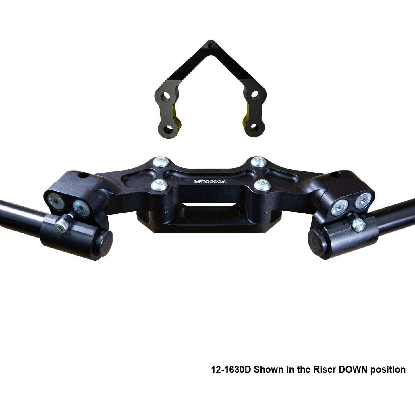 Ducati Monster 1200R 2016-19 Clipon Adapter Plate W/Steering Damper Mount Black Bars