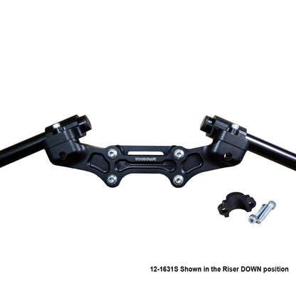 Ducati Monster 821 2014-17 Clipon Adapter Plate w/ STD black bars, Res. Spacer 1 inch Standard Rise