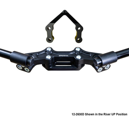 Ducati Monster 1200R 2016-19 Clipon Adapter Plate W/Steering Damper Mount Black Bars