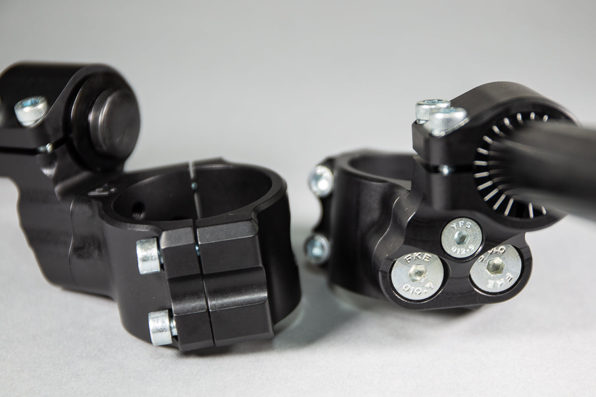 Suzuki GSXR600/750 2011-20 Adjustable 35mm Side Mount Clip-on Riser set -12in Black Bars - Woodcraft Technologies