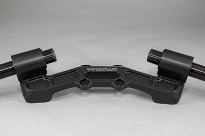 Adjustable Riser Clipon Adapter Plate w/ XL Black Bars Ducati Scrambler - Woodcraft Technologies