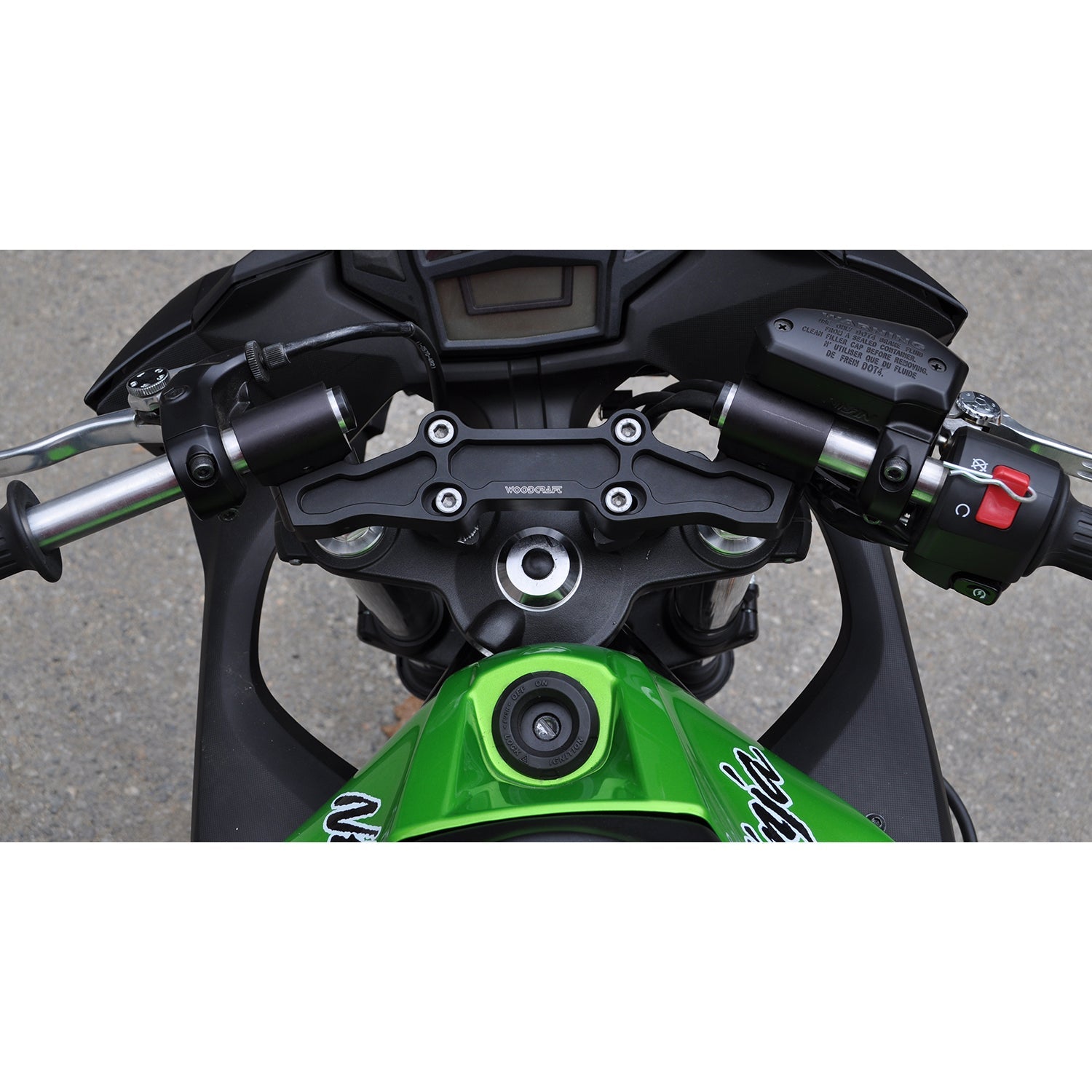 Adjustable Riser Clipon Adapter Plate w/ Std. Black Bars Kawasaki NINJA 650 2006-2016, ER6N 2009-2011 - Woodcraft Technologies
