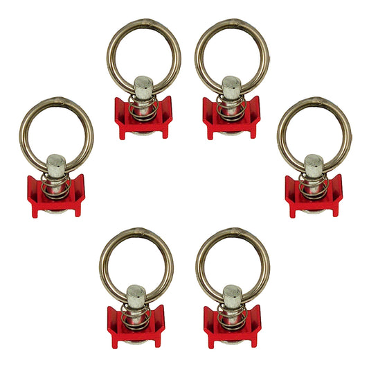 Pit Posse S Track Single Stud Ring (Spring Loaded) Red 6 Pack