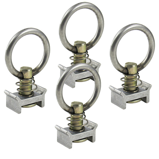 Pit Posse S Track Single Stud Ring (Spring Loaded) 4 Pack Silver