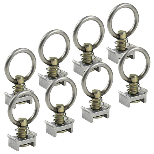 Pit Posse S Track Single Stud Ring (Spring Loaded) 8 Pack Silver